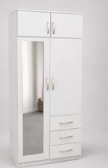 2 Door Wardrobe with 1 Mirror, 3 Bottom Drawers and Inside Shelves Combi, view 11
