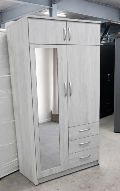 2 Door Wardrobe with 1 Mirror, 3 Bottom Drawers and Inside Shelves Combi, view 12