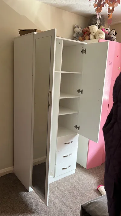 2 Door Wardrobe with 1 Mirror, 3 Bottom Drawers and Inside Shelves Combi, view 2