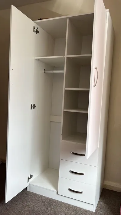 2 Door Wardrobe with 1 Mirror, 3 Bottom Drawers and Inside Shelves Combi, view 3