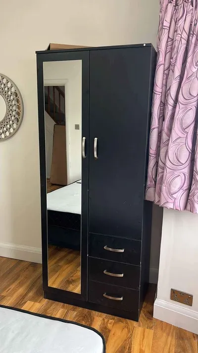 2 Door Wardrobe with 1 Mirror, 3 Bottom Drawers and Inside Shelves Combi, view 4