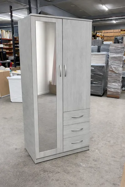 2 Door Wardrobe with 1 Mirror, 3 Bottom Drawers and Inside Shelves Combi, view 6