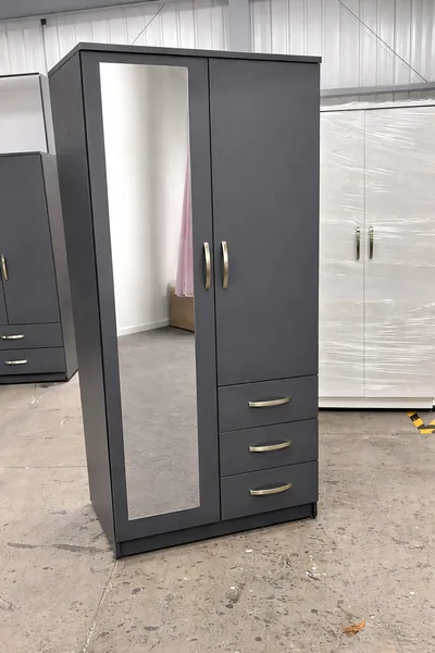 2 Door Wardrobe with 1 Mirror, 3 Bottom Drawers and Inside Shelves Combi, view 8
