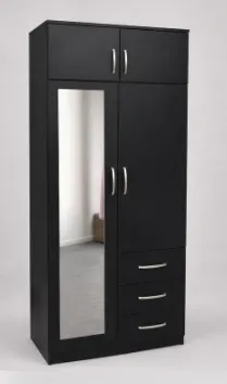 2 Door Wardrobe with 1 Mirror, 3 Bottom Drawers and Inside Shelves Combi, view 9