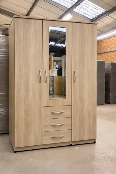 3 door wardrobe with 1 mirror, 3 bottom drawers, view 6
