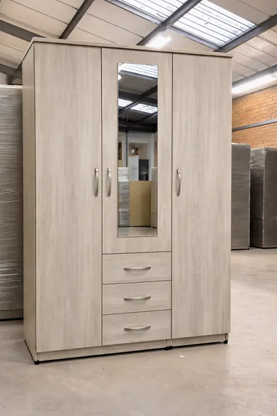 3 door wardrobe with 1 mirror, 3 bottom drawers, view 7