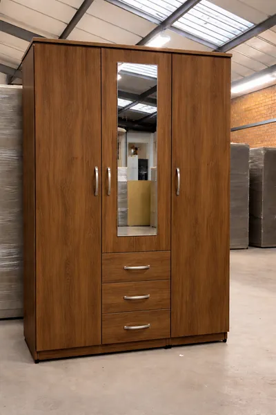 3 door wardrobe with 1 mirror, 3 bottom drawers, view 8