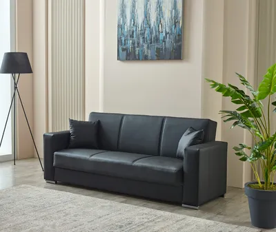 Futuro Faux Leather Sofa Bed with Storage 65–105 | Modern Convertible Sleeper Sofa, view 2