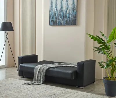 Futuro Faux Leather Sofa Bed with Storage 65–105 | Modern Convertible Sleeper Sofa, view 5