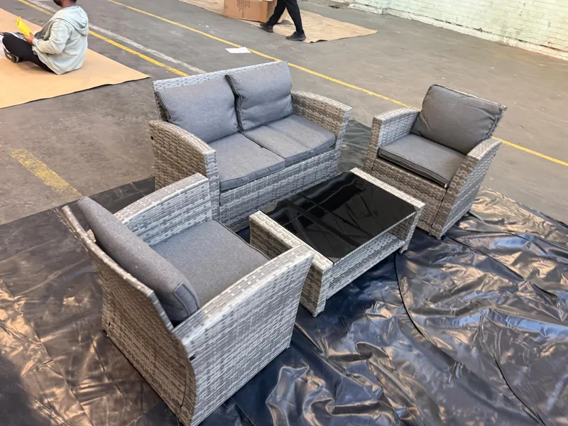 Garden Rattan 1+1+2 Seater Sofa Set – Outdoor Patio Lounge Furniture