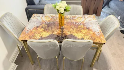 Golden Extendable Dining Table — Gold
