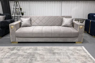 Grey Gold Lion Sofa – Luxury Chesterfield Elegance for Modern Homes, view 2