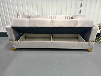 Grey Silver Diamond Sofa Bed – Luxury Comfort with Modern Elegance, view 2