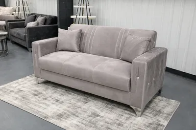 Grey Silver Diamond Sofa Bed – Luxury Comfort with Modern Elegance, view 3
