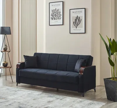 Kermont Sofabed Black with Storage, view 2