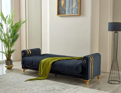 Kuzey Gold Black Sofa Bed with Storage – Luxury Meets Smart Living, view 3