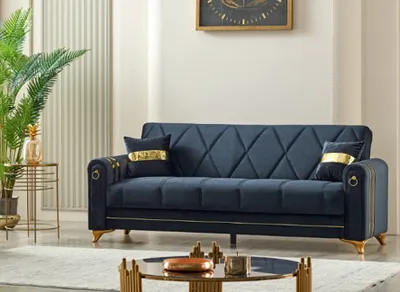 Kuzey Gold Black Sofa Bed with Storage – Luxury Meets Smart Living, view 4