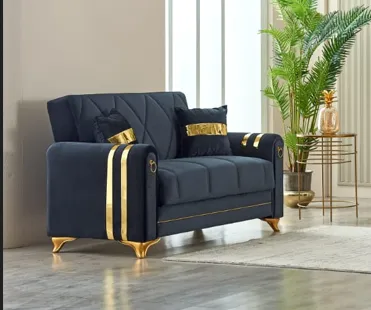 Kuzey Gold Black Sofa Bed with Storage – Luxury Meets Smart Living, view 5