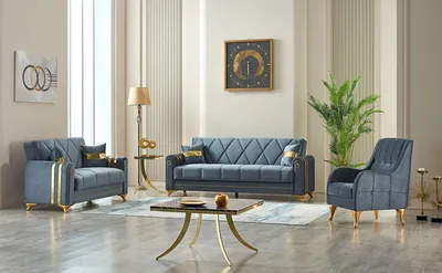 Kuzey Grey & Gold Sofa Collection