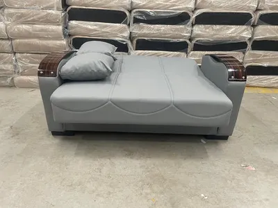 Leather Grey 2-Seater Sofa Bed – Compact Comfort, Timeless Style, view 2