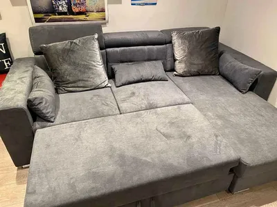 Luca L-Shape Sofa Bed with Storage gray, view 4