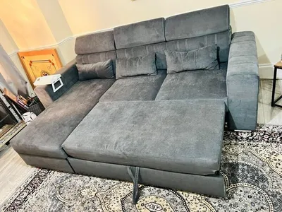 Luca L-Shape Sofa Bed with Storage gray, view 6