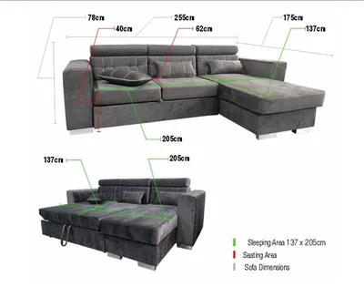 Luca L-Shape Sofa Bed with Storage gray, view 7