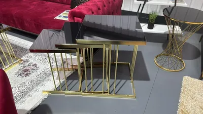 Modern Coffee Table — Caree Nested Set, Gold Leg
