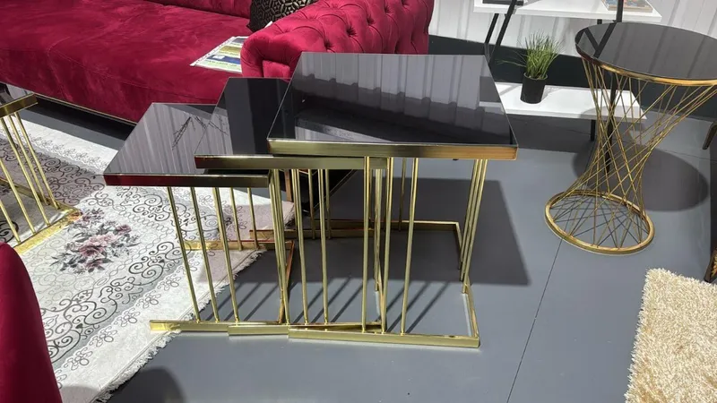 Modern Coffee Table — Caree Nested Set, Gold Leg