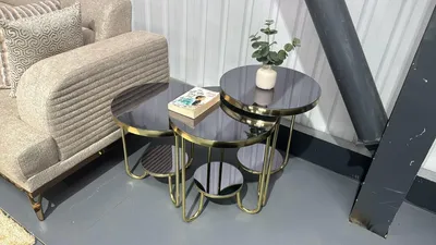 Modern Coffee Table — Sasa Nested Set, Gold Leg
