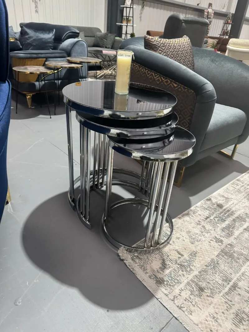 Modern Coffee Table — Valec Nested Set, Silver Leg