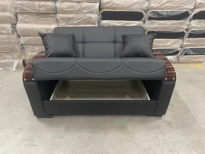New Black Leather Sofa Bed with Storage (65–105) – Modern Comfort & Smart Living, view 2
