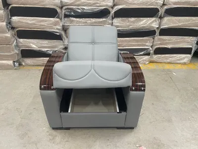 New Grey Leather 1-Seater Sofa Bed – Sleek Comfort in a Compact Form, view 2