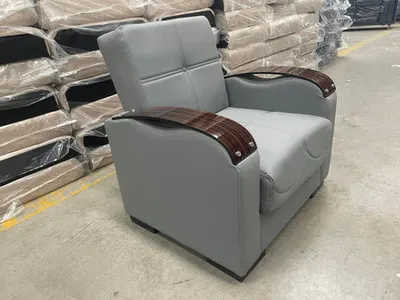 New Grey Leather 1-Seater Sofa Bed – Sleek Comfort in a Compact Form, view 3