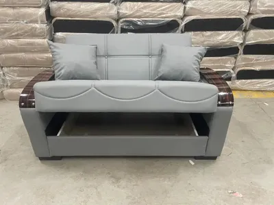 New Leather Grey Sofa Bed with Storage 51-105, view 2
