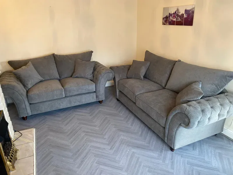 Nicole 3+2 Seater Chesterfield Corner Sofa – Elegant, Comfortable Fabric Couch