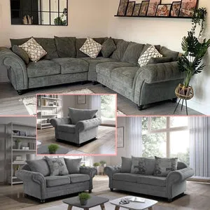 Nicole 5-Seater Chesterfield Corner Sofa – Elegant, Comfortable Fabric Couch