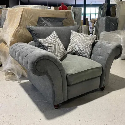 Nicole Armchair In Grey Colour – Stylish Chenille Fabric Single Seater | Modern & Durable Accent Chair, view 2