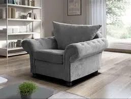 Nicole Armchair In Grey Colour – Stylish Chenille Fabric Single Seater | Modern & Durable Accent Chair, view 3
