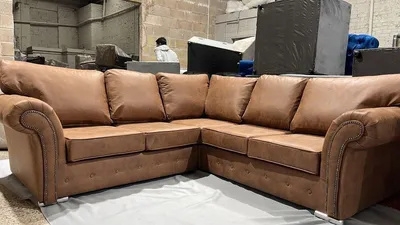 Oakland 5 Seater Corner Leather Sofa, view 7