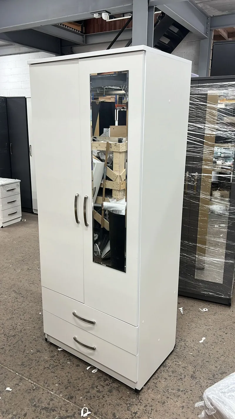2 Door Wardrobe with 2 Drawers and Mirrors