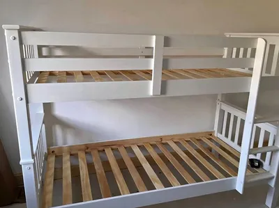 Solid Wooden Double Kids Bunk Bed Frame with 2 Mattresses – Space Saving, Convertible & Safe Design, view 3