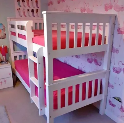 Solid Wooden Double Kids Bunk Bed Frame with 2 Mattresses – Space Saving, Convertible & Safe Design, view 4