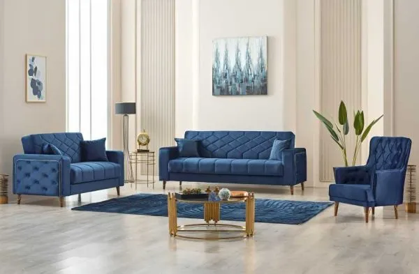 Sleek & Smart: Malisa Sofa Bed in Blue with Hidden Storage