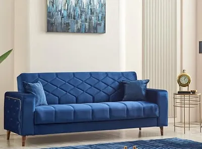 Sleek & Smart: Malisa Sofa Bed in Blue with Hidden Storage, view 3