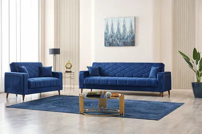 Sleek & Smart: Malisa Sofa Bed in Blue with Hidden Storage, view 6