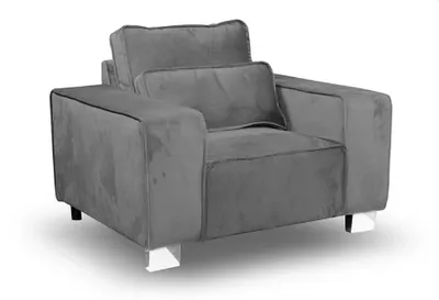 Sloane Grey Velvet Armchair with Cushion – Wide Seat & Modern Design, view 2