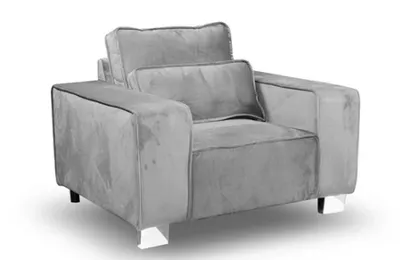 Sloane Grey Velvet Armchair with Cushion – Wide Seat & Modern Design, view 3
