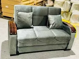 Smart Comfort: Grey D-Arm 2-Seater Sofa Bed, view 2