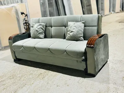Smart Comfort: Grey D-Arm Sofa Bed with Built-In Storage, view 3
